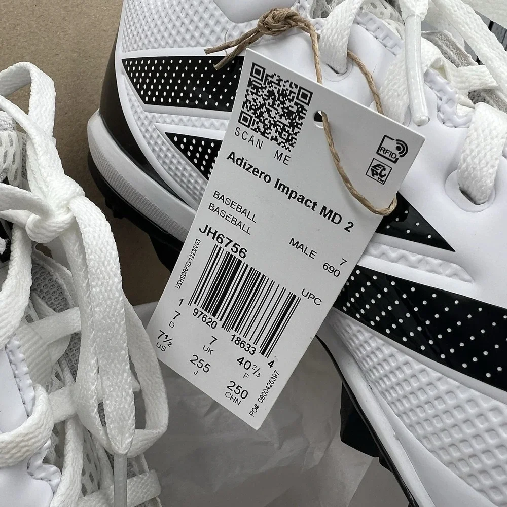 Adidas Adizero Impact MD 2 Baseball Cleats White‎ Black Size 7.5 New in Box
